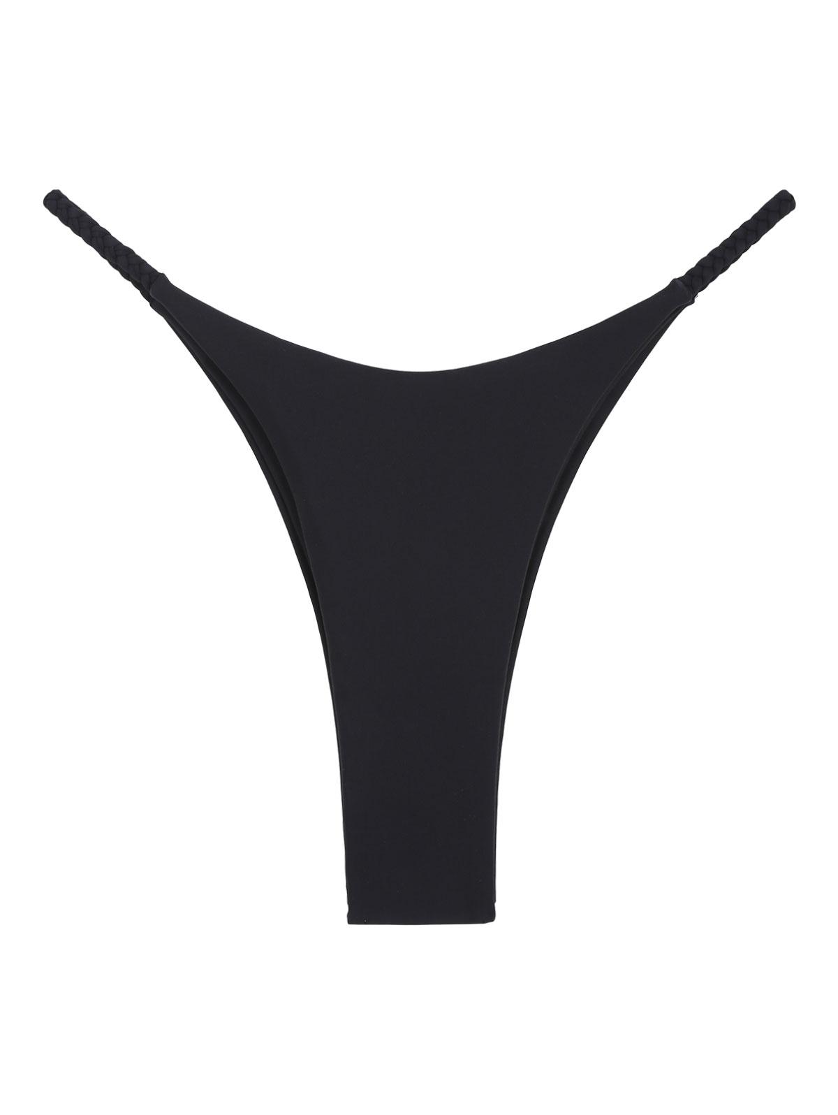 ZAFUL High Cut Braided Side Bikini Bottom S Black