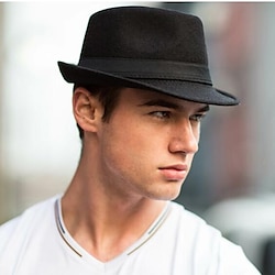 Men's Fedora Hat Brim Hat Black Wedding Birthday Party Lightinthebox