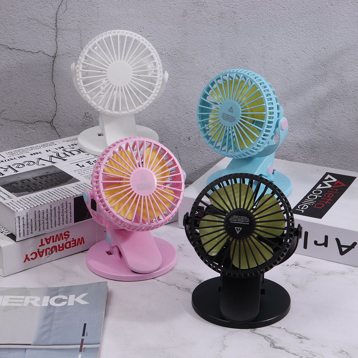 Travel Mini USB Clip-on Fan 360° Desktop Rotation Portable Desk Fan Personal Quiet Electric Fan for Home Office Camping