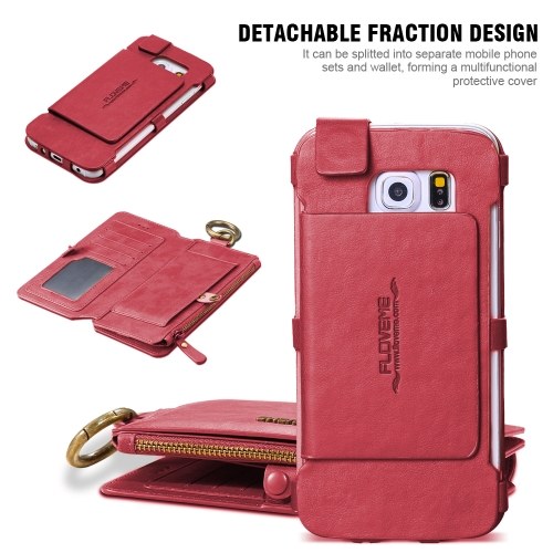 FLOVEME Universal PU Leather Wallet Phone Case Protective Leather Case for iPhone 6/7/8 Detachable Shell with Stand Card Holders
