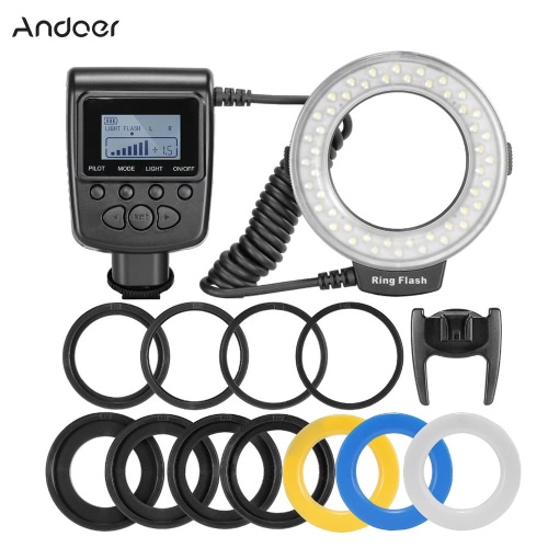 Andoer RF-550D Macro 48 LED Ring Flash Light LCD Display Power Control for Canon Nikon Pentax Olympus Panasonic Sony DSLR