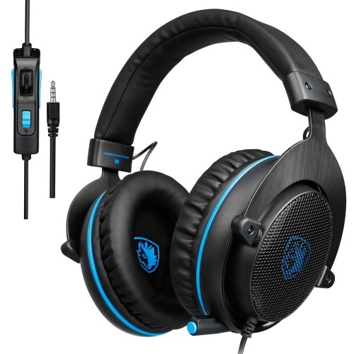 SADES 3.5 mm con cable para auriculares de juego Cancelación de ruido en la oreja Auriculares de juego con micrófono Control de volumen para PC Portátil Teléfono inteligente