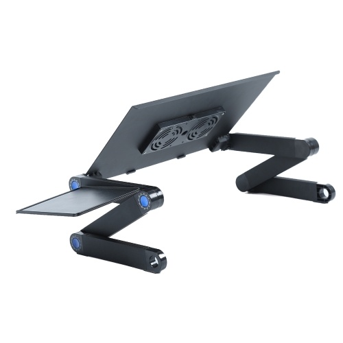 Support d'ordinateur Portable réglable en Aluminium léger Table d'ordinateur Portable bureau Riser d'ordinateur Portable bureau debout avec 2 ventilateurs de refroidissement et tapis de souris canapé canapé lit plateau