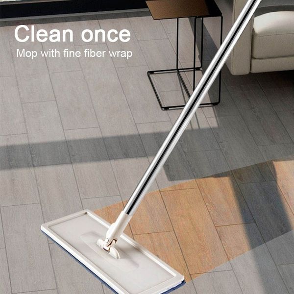 Flat Squeeze Mop and Bucket Hand Free Wringing Floor Cleaning Mop Microfiber Mop Pads Wet or Dry Usage on Hardwood Laminate Tile