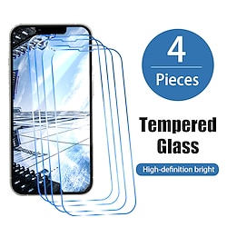 [Lot de 4] Téléphoner Protection Écran Pour Apple iPhone 14 Pro Max 14 Plus 13 12 11 Pro Max Mini SE Verre Trempé Haute Définition (HD) Dureté 9H Compatible 3D Touch Accessoire de Téléphone miniinthebox