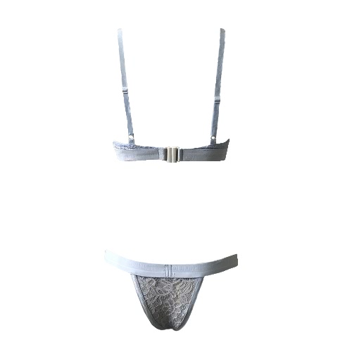 New Sexy Women Lingerie Set Semi-Sheer Lace Letter Printed Bra Thong Two Piece Sleepwear Underwear Suit