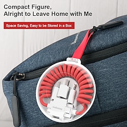 3 in 1 Portable Spring Data Charging Cable With USB Type C Android Lighting Adapter Storage Box For iPhone Huawei Redmi Note 7 Lightinthebox