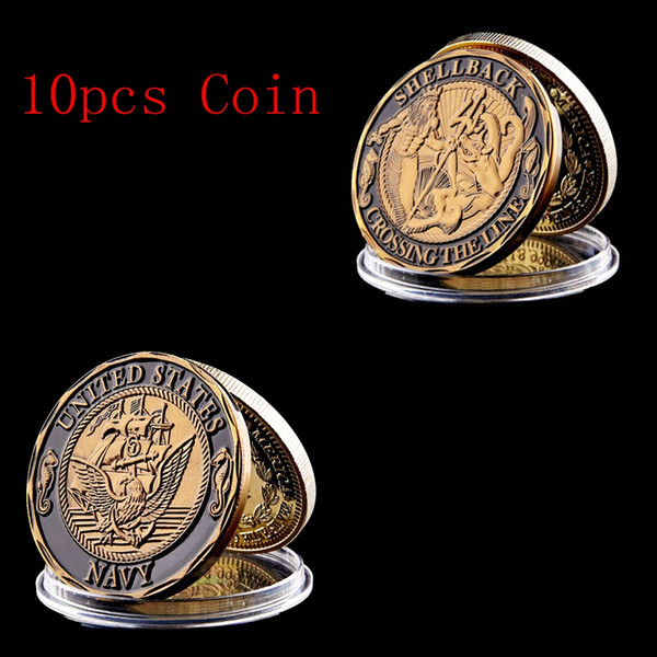 10pcs Arts and Crafts U.S Navy Shellback Crossing the Line Sailor Commemorative Challenge Coin Collect