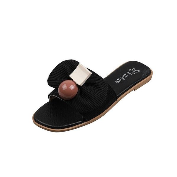 Slippers Bow Flat Women Beach Shoes Summer Indoor Outdoor Flip Flop Female Open Toe Slides