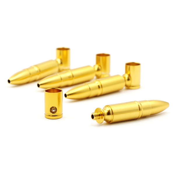 Gold Zinc Alloy Metal Portable Removable Bullet Shape Filter Smoking Tube Mini Herb Tobacco Bowl Innovative Design Holder Handpipe