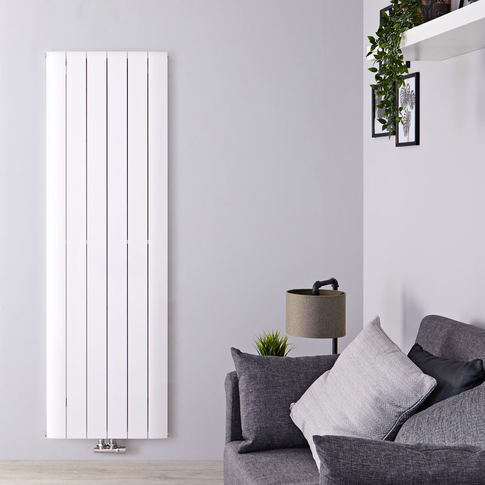 Radiador de Diseño Vertical Con Conexión Central - Aluminio - Blanco Mate - 1600mm x 565mm x 45mm - 1840 Vatios - Aurora
