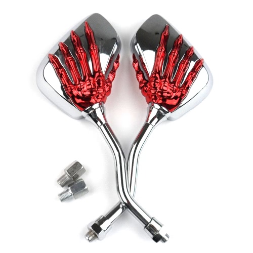 1 par Universal Motocicleta aleación de aluminio manillar cráneo mano patrón Ghost Claw Adjustable Rearview lado espejo de vidrio Accesorios modificados para Street Cars Scooters