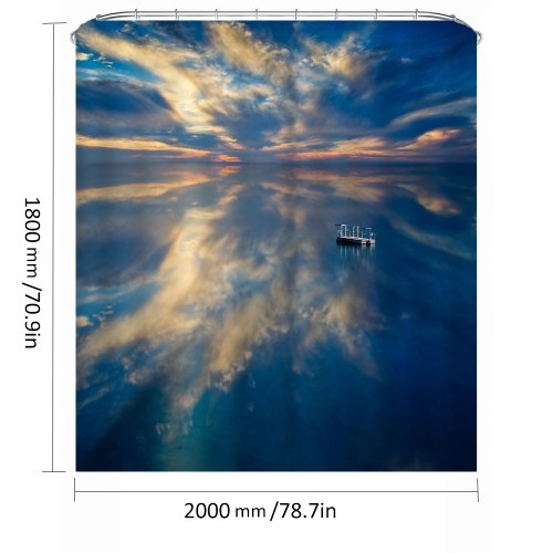 Simulation 3D Seaview Natural Scenery Waterproof Shower Curtain Drapes of Bathroom Toilet with Hooks