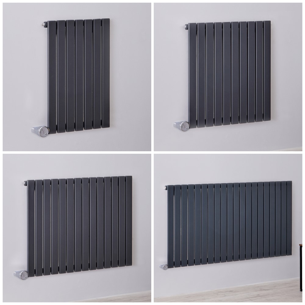 Radiador de Diseño Eléctrico Horizontal Antracita de 635mm con Panel Plano - Sloane - Disponible en Distintas Medidas