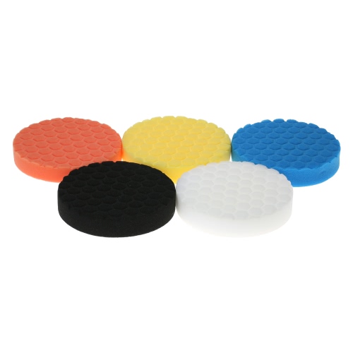 5PCS a estrenar 3 "80mm / 4" 100mm / 5 "125mm / 6" 150mm / 7 "180mm Coche de pulido Pads Waxing Buffing Pad Kit de esponja para el coche Polisher Buffer Waxer Sander Pulido Cera de sellado Glaze