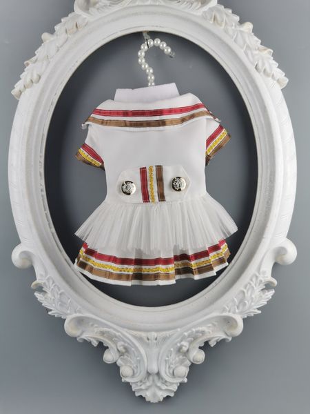 handmade Dog Apparel clothes white the air force style suit dress badge tennis skirts for small pet cat poodle Maltese