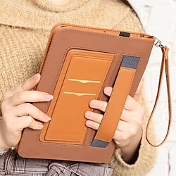 Tablet Case Cover For Apple iPad 10.2'' 9th 8th 7th iPad Air 3rd iPad mini 5th 4th iPad Pro 11'' 3rd iPad Pro 11'' 4th 3rd 2nd 1st Portable Card Holder Handle Solid Colored PU Leather miniinthebox