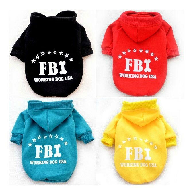 FBI Pet Dog Cat Cotton Hoodie Sweater Coat With Hat