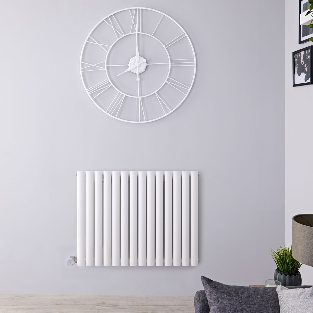 Radiador de Diseño Eléctrico Horizontal (Panel Único) Blanco de 635mm x 826mm con Elemento Eléctrico de 1000W - Revive