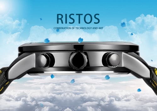 RISTOS 2017 Luminous Sports Military Style Men Watch Quartz Water-Proof Man Casual Wristwatch PU Leather Strap Masculino Relogio + Box
