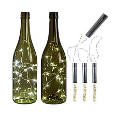 3pcs AA Battery String Lights Silver LED Wine Bottle Lights Battery Powered Cork Shape Glass Bottle Stopper Lamp Christmas Garlands Decor Lightinthebox