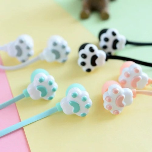 Auriculares con garra de gatito creativo Auriculares de chicas lindas con una hermosa caja de almacenamiento Auriculares de dibujos animados de estudiantes azules