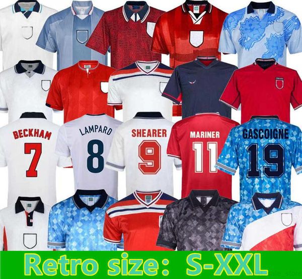1982 1994 1998 2002 1996 2008 89 UK soccer jerseys Blackout kits BECKHAM GASCOIGNE OWEN GERRARD Retro football shirt BARNES 1990 mash up