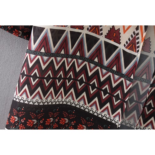 New Women Kimono Cardigan Beach Cover Up Floral Geometric Print Chiffon Boho Long Loose Casual Blouse Top Burgundy