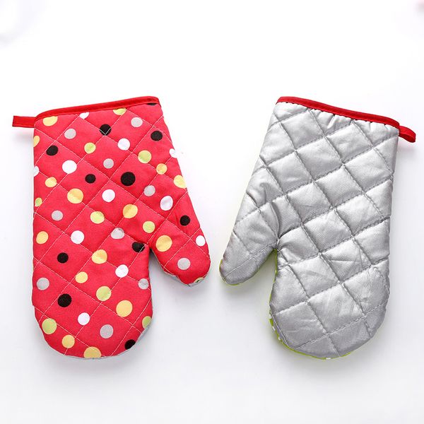 Mitten Microwave Oven Glove Cotton Insulated Baking Heat Resistant Gloves Oven Mitts Terylene Non-slip Cute Kitchen Tool 1222045