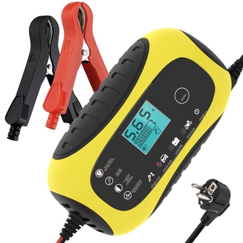 Chargeur de batterie de voiture 12V / 6A automatique chargeur de batterie intelligent mainteneur avec écran LCD