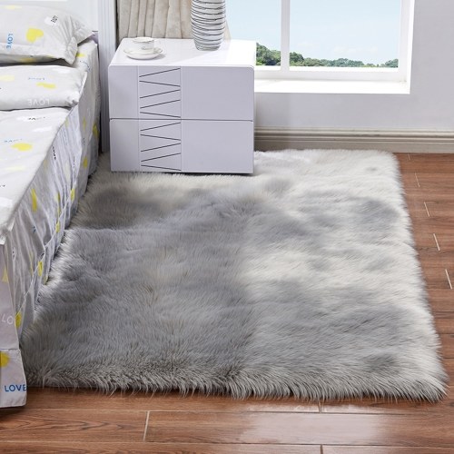 Alfombra larga suave felpa suave suave Forma rectangular Alfombra de lana de piel de oveja de imitación