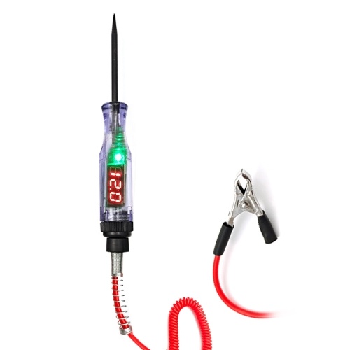 Testeur de Circuit d'affichage numérique électrique automobile portatif de voiture de 6V 12V 24V avec le fil de ressort de 2.8M