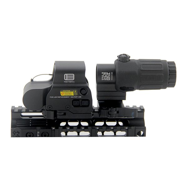 Tactical G33 3X Magnifier and 558 T-dot Red Green Dot Scope Combo with G33 Riflescope Switch to Side STS Quick Detachable QD Mount Aluminum Alloy for Hunting Rifle