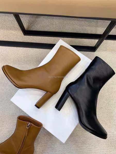 Boots Fashion Women 2021 Autumn Genuine Leather Brown And Black Colour Ankle Boots, High Quality