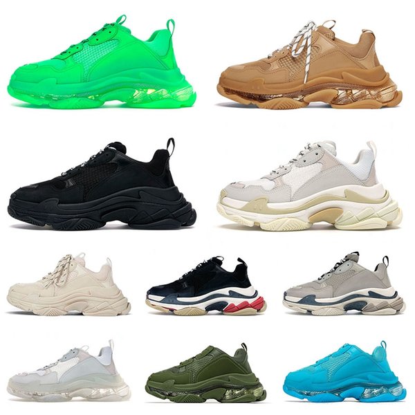 Triple S Mens Womens Designer Shoe Casual Dad Shoes Vintage Plate-forme Fashion Sneakers Black 17FW Glitter Luxury Tennis Trainers