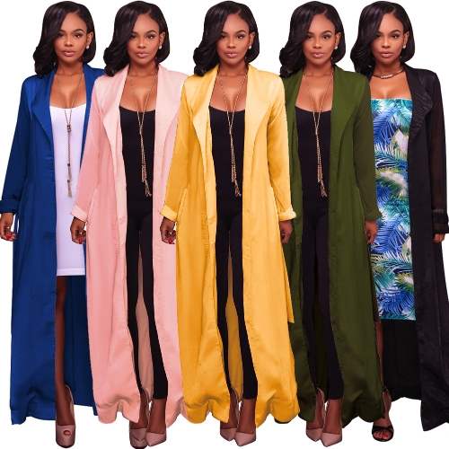 New Women Loose Cardigan Open Front Solid Long Sleeves Thin Vintage Casual Outerwear