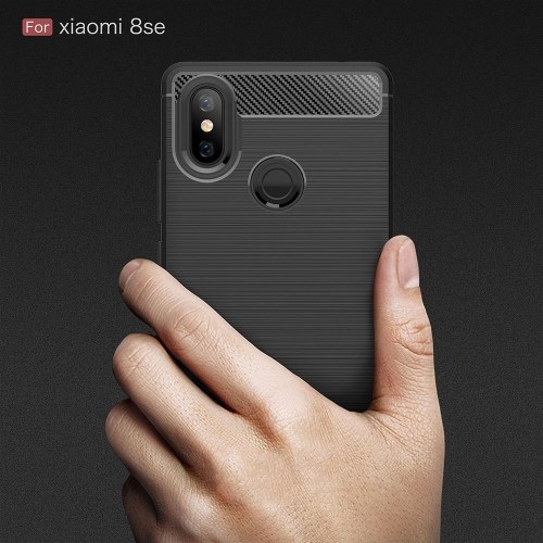 Caja del teléfono Cable de fibra de carbono Dibujo TPU Cubierta de protección del teléfono Simple Protector de teléfono móvil ligero para Xiaomi 8SE