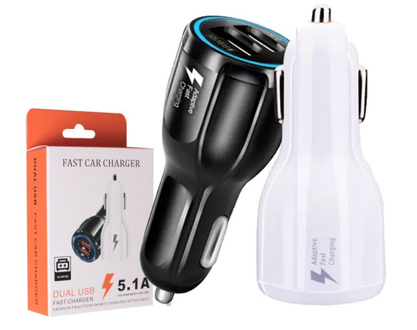 Cell Phone Car Charger Dual USB QC3.0 Fast Charge Adapter Smart Charger 12V 3.1A For Android without packing