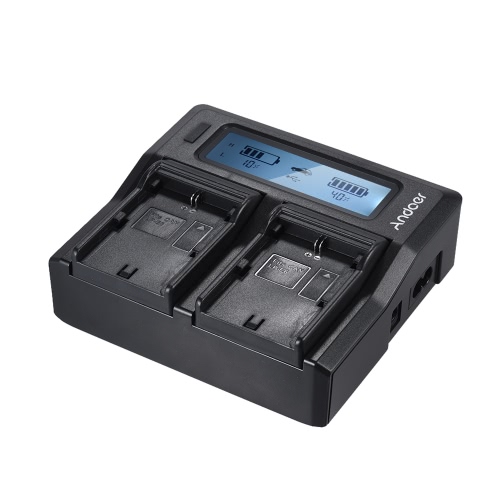 Andoer LP-E6 LP-E6N cargador de batería de la cámara digital de doble canal con pantalla LCD para Canon EOS 5DII 5DIII 5DS 5DSR 6D 7DII 60D 80D 70D