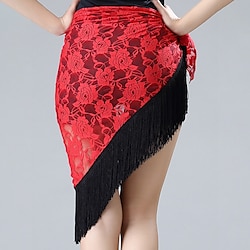 Belly Dance Latin Dance Skirts Lace Tassel Ruching Women's Performance Training High Lace Lightinthebox