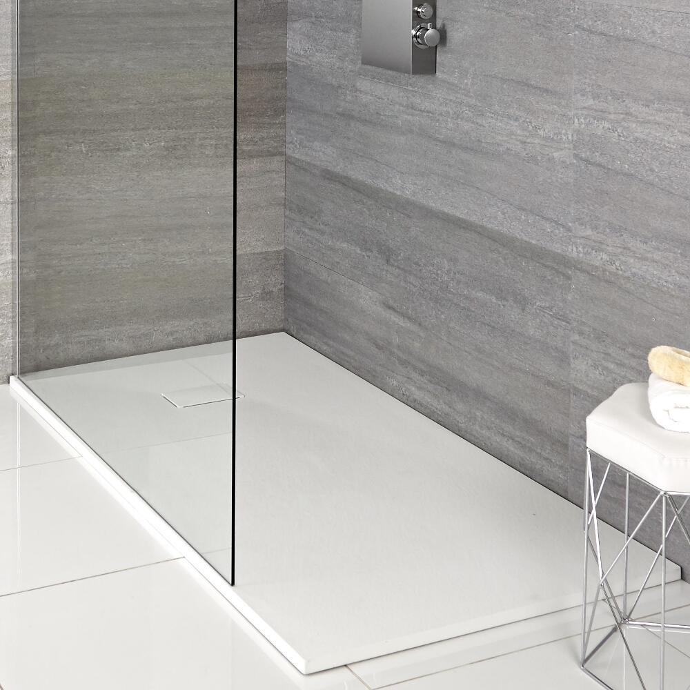 Plato de Ducha Rectangular Efecto Piedra de Color Blanco Opaco de 1200x900mm - Rockwell