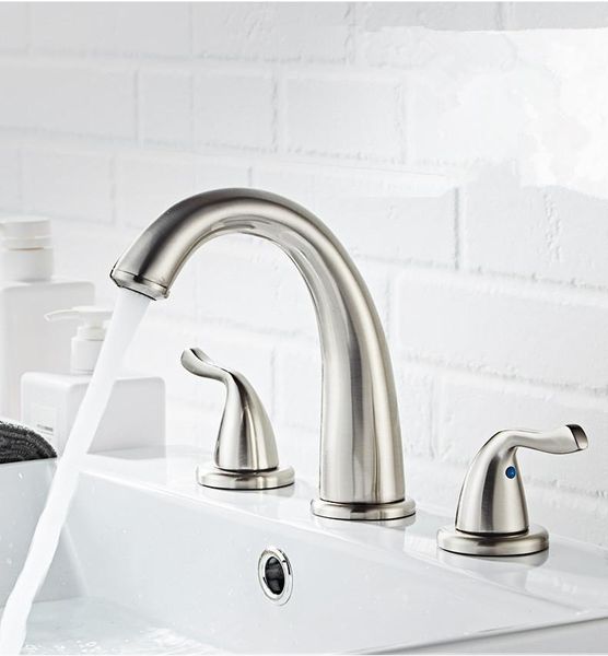 Bathroom Sink Faucets Widespread Basin Faucet Chrome Three Hole 8 Inch Tap Mixer Water