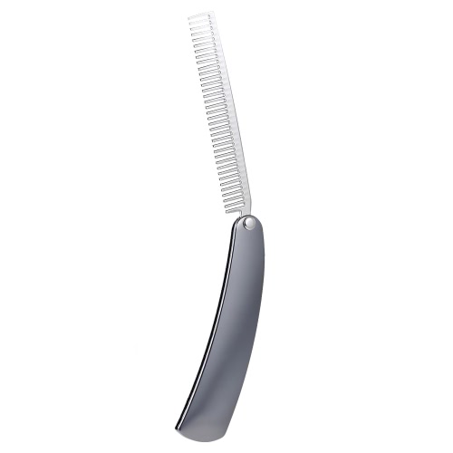 Peine de acero inoxidable plegable barba hombres de afeitar bolsillo mini peine cepillo de bigote portátil masculina