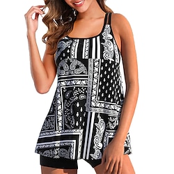 Maillots de Bain Tankini 2 pièces Maillot de bain Femme Dos Nu 2 Pièces Imprimé Ajustable Imprime Multicolore Normal Rembourré A Bretelles Maillots de bain Sexy Vacances Tenues de plage Lightinthebox