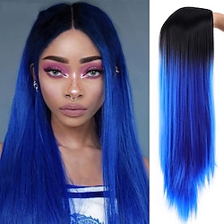Blue Wigs for Women Synthetic Wig Natural Straight Middle Part Wig 24 Inch A1 A2 A3 A4 A5 Synthetic Hair Women's Cosplay Party Fashion White Brown Lightinthebox