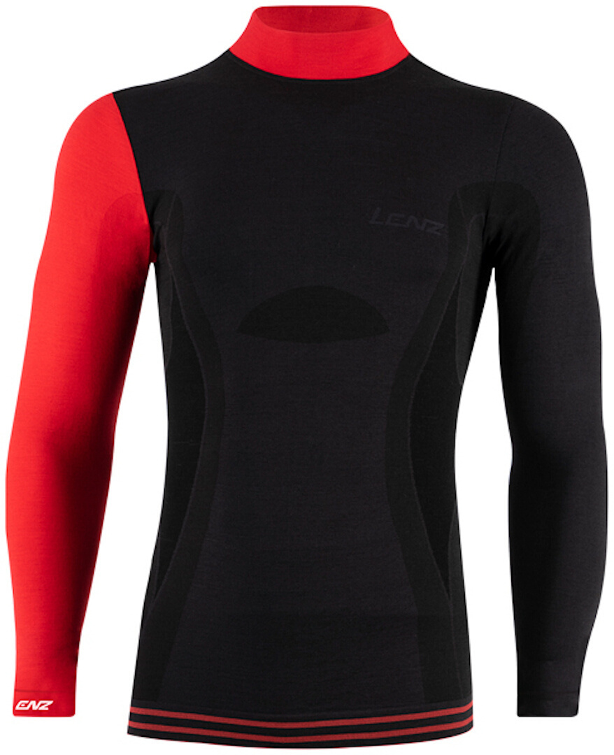 Lenz 6.0 Merino Turtle Neck Longsleeve Shirt Chemise Longsleeve Noir Rouge M