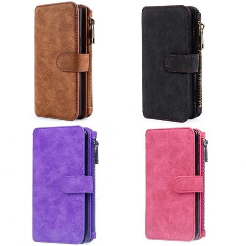 For iPhone 6 6S 6P 6SP 7 8 7P 8P X Multifunction Zipper Wallet Magnet Protective Phone Card Case Detachable Flip PU Leather Cover Stylish Anti-scratch