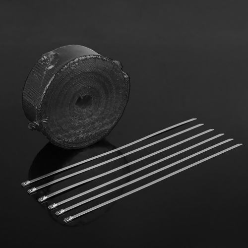 Cinta durable del escudo de calor del abrigo del calor del abrigo de calor de la fibra de vidrio del rollo del abrigo de calor de los 5m para el coche de la motocicleta con 6 lazos