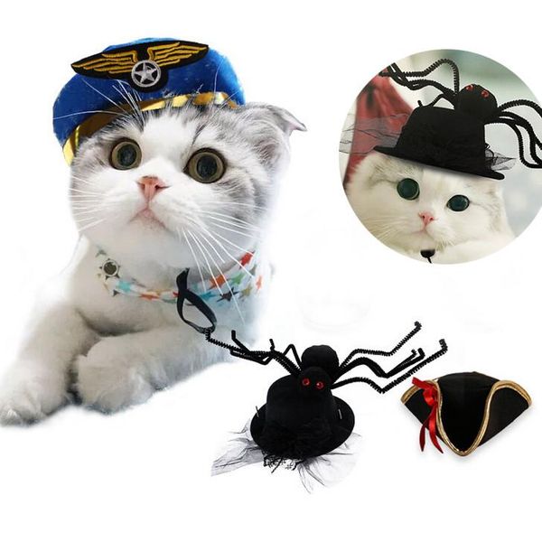 Dog Apparel Cat Hat Pet Halloween Cap With Cosplay Costume Puppy Decor Hats For Small Chihuahua Teddy
