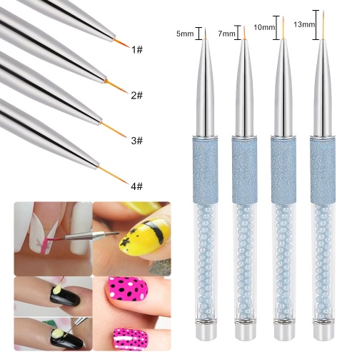 Pintura del arte del clavo del cepillo / 13mm Cristal acrílico del clavo del gel del arte ULTRAVIOLETA Pintado de rayas herramienta Pincel de nylon de la pluma del pelo uñas de manicura Liner 5/7/10